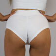 Matte White High Waisted BRAZIL Scrunchie Bum Shorts