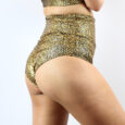 Gold Shattered SUPER High Waisted BRAZIL Scrunchie Bum Shorts