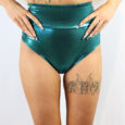 Jade Sparkle SUPER High Waisted BRAZIL Scrunchie Bum Shorts