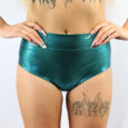 Jade Sparkle High Waisted BRAZIL Scrunchie Bum Shorts