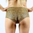 Gold Shattered High Waisted BRAZIL Scrunchie Bum Shorts