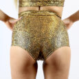 Gold Shattered High Waist Cheeky Shorts