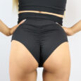 Matte Black SUPER High Waisted BRAZIL Scrunchie Bum Shorts