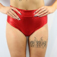 Red Sparkle High Waisted BRAZIL Scrunchie Bum Shorts