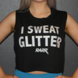 I Sweat Glitter Black CROP Muscle Tank