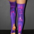 Purple Sparkle Extra long Stirr-up Spandex Legwarmers/ Knee High Socks