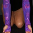 Purple Sparkle Extra long Stirr-up Spandex Fingerless Gloves