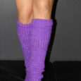 Glitter Extra long Stirr-up Knit Legwarmers Purple