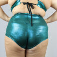 Jade Sparkle High Waisted BRAZIL Scrunchie Bum Shorts – Plus Size