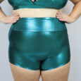 Jade Sparkle High Waisted Cheeky Shorts – Plus Size